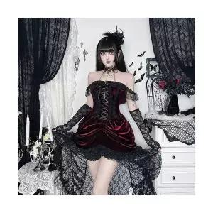 헐크 여성 여친 원피스 레이스 다크톤 레이어드 테일 로리타 스커트 KKE1