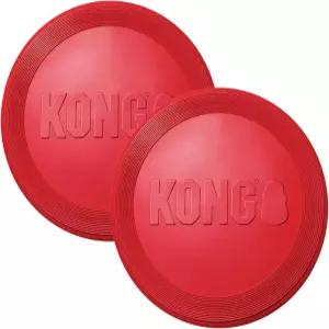 콩 플라이어 고무 디스크 개 장난감 - 잡기 가져오기 및 놀이 시간용 빨간색 대형 2팩