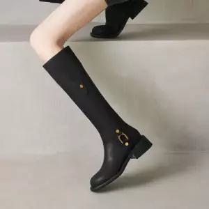 여사친 워커 승마부츠 가죽 라이더부츠 롱부츠 워커힐 미들굽 무릎 라운드 통굽 CH5