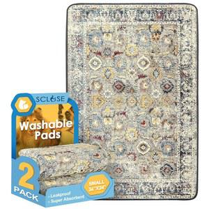 개를 위한 SCLOSE 세척 가능한 소변 패드 2팩 36인치 x 24인치 재사용 강아지 방수 흡수력이 뛰어난 러그 누수 방지 상자 플레이펜 매트 팽이 빈티지