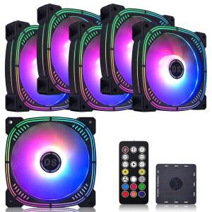 컨트롤러가 있는 PC 케이스 CPU 쿨러 라디에이터 시스템용 DS LED 레인보우 RGB 팬(6pcs 팬 G 시리즈)
