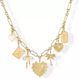 여성용 파보이 14K 골드 도금 청키 참 목걸이 팩 탈부착 가능한 매력이 있는 스테이트먼트 페이퍼클립 체인