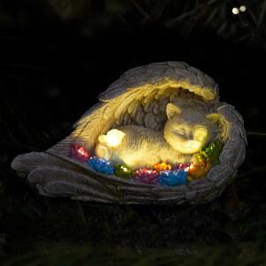 VKEVOC 고양이 기념비 태양천사 동상 피규어 - 정원 또는 묘비 기념 반려동물 (고양이)