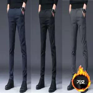 겨울 남성 기모바지 캐주얼 슬랙스 출근 정장바지 UYd8+6dGX