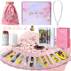 미리폴리 타로 카드 세트에 의미가 담긴 초보자 덱 세트-타로 스프레드 천 벨벳 파우치-타로 초보자를 위한