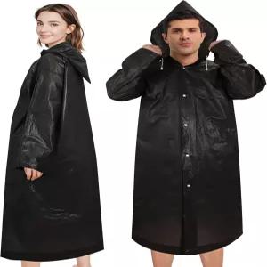 WkrCyncharis 레인 폰초스 재사용 가능(2팩) 후드 및 드로스트링이 있는 방수 EVA 레인코트 여성용 남성용