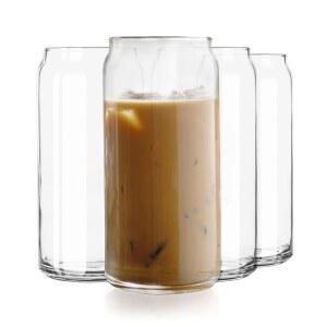 리브베이 클래식 캔 XL 음용잔 세트 아이스 커피잔 4 20온스 음료 칵테일용 식기세척기 안전 유리 맥주컵