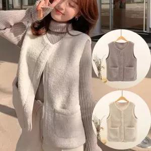 겨울 따뜻한 여성 뽀글이 조끼 초경량 데일리 보온 AlP7+7vrc