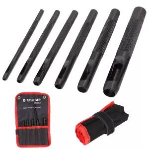 Spurtar Hollow 펀치 세트 6피스 헤비 듀티 원형 가죽 홀 키트 1/8 5/32 3/16 7/32 1/4 5/16 벨트 펀처