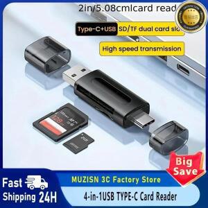 4-in-1 다기능 USB TYPE-C 카드 리더기 외부 저장 장치 블랙 스트레치 메모리 스틱용 2.0 미니 SD TF