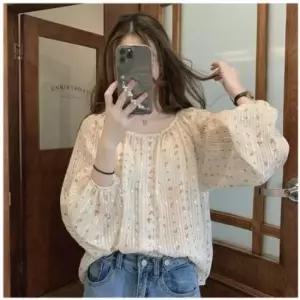 [옷은날개] 플라워 블라우스 라운드넥