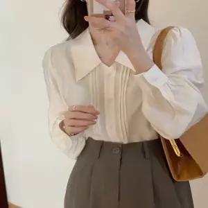 여성 봄 가을 어깨셔링 빅카라셔츠 하늘하늘 블라우스