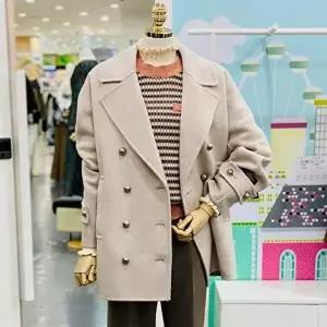 [셀러허브 1]클리지 sh06 루즈핏 핸드메이드 하프 코트 카라넥 루즈핏 핸드메이드 더블  하프 코트 (11273