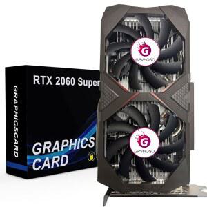 GPVHOOSO RTX 2060 8GB 슈퍼 그래픽 카드 256비트 GDDR6 비디오 카드(레이 트레이싱 듀얼 팬 PCI Express x 16 3.0 HDMI 디스플레이 포트 DVI 포함) PC 게임 오피스 크리에이티브 작업에 최대 8K 지원