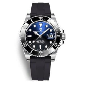 오리존타임 파가니 디자인 자동 기계식 시계 40mm 블랙 다이얼 100m 방수 야광 고무 스트랩 세라믹 베젤