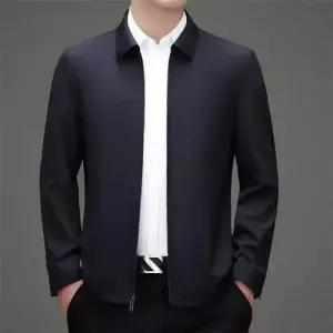 가을 봄 캐주얼 남성 실크 재킷 얇은 숄 칼라 무스탕 코트 상의 KS3