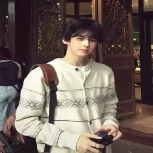 남친 니트 빈티지 가을 브이넥 아일랜드 자카드라이크 카디건 가디건 캐시미어 탑 BE3