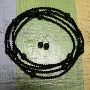 무광오닉스 Simple 레이어드 여자 목걸이 귀걸이 세트