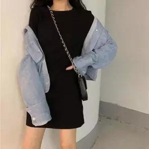 [의류] 오피스룩 면 쉬폰원피스 슬림 민소매 원피스 쉬폰 봄