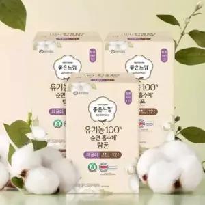 좋은느낌 탐폰 생리대 100% 순면 레귤러 12개 X 3EA