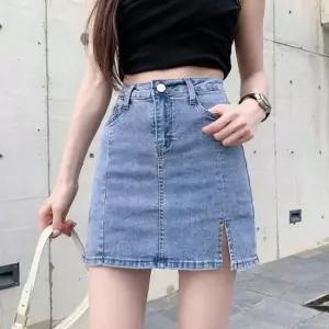 [의류] 사이드 트임 절개라인 속바지 이너 미니 데님 스커트