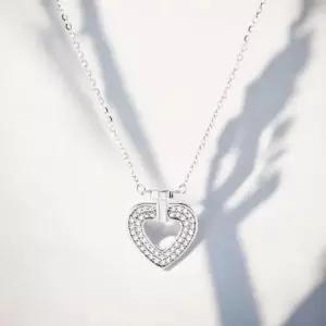 게더릭 실버925 백금도금 유니크 하트 목걸이