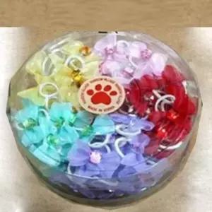 [반려] 망사 강아지 레인보우 원큐빅1통100개 머리핀 강아지