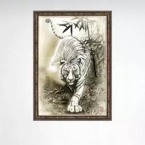 호랑이그림 1000피스 백호도 직소퍼즐 앤틱실버액자포함