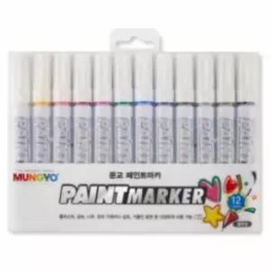 [문구/오피스] 다채로운 유리 마카 12색 컬러 마커 물감 필기구 페인트 마카펜