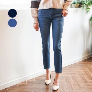 제로시아 여성용 에센셜 기모 슬림일자 청바지 빅사이즈 스판 왕기모