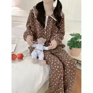 캐주얼 속옷 잔꽃 슬립 커플 잠옷세트 뽀글이 패피1