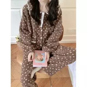 캐주얼 커플 잔꽃 슬립 잠옷세트 뽀글이 속옷 원템1