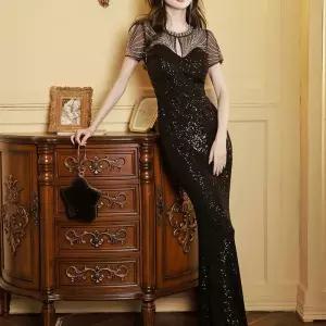 블랙 드레스 스팽글 이브닝 빅사이즈 파티 연말 블랙드레스