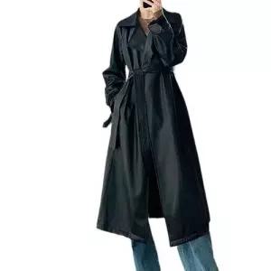 미디 롱 빈티지 여자 코트 가죽 무스탕 PU 봄가을 트렌치 원템3
