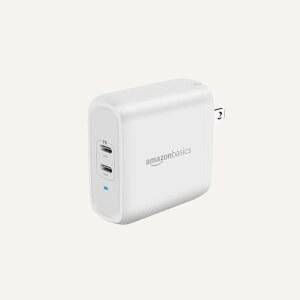 아마존 베이직 36W 듀얼 포트 USB-C 월 충전기(파워 딜리버리 폴더블 플러그 태블릿 휴대폰용) 흰색 화이트 2.34 x 1.09 2.21인치(PD36U-2TNB)