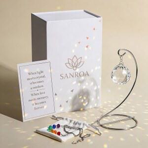 산로아 메모리얼 크리스탈 선캐처 u2013 독특한 사별 추모 장식품 사랑하는 사람을 잃은 무지개 제작자 유산 동정 선물 조의 장례 스탠드 또는 행 우아한 상자