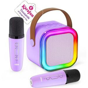 어린이용 미니 노래방 기계 2026년 최고의 장난감 생일 선물 아이디어 4세 5세 6세 7세 8세 9세 10세 12세 이상 소녀를 위한 휴대용 MP3 플레이어 가족 홈 파티용 무선마이크 2개 포함