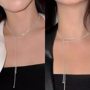 [디작소]여성 s925 실버 스파클링 볼 롱 니트 목걸이 (42597599)