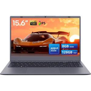퓨어스터 노트북 컴퓨터 AMD 애슬론 3020E 프로세서 최대 2.6GHz 8GB DDR4 RAM 128GB SSD 15.6인치 FHD IPS 디스플레이 온라인 강좌 재택근무 동영상 시청에 적합 그레이