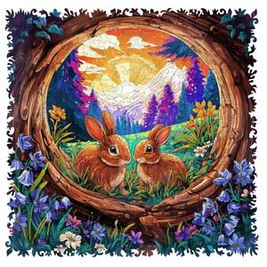 익스파이루프 나무 퍼즐 직소 토끼 가족 게임 생일 선물 200피스 11.3 X11.1인치