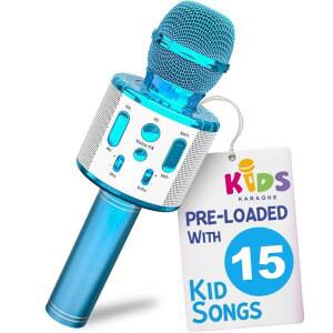 무브투플레이 노래방 마이크 | 미리 로드된 노래와 블루투스 포함 생일파티 선물 2세 3세 4세 5세 6세 이상 모든 연령대의 소녀 소년 를 위한 장난감