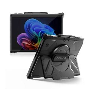 Dexnor for Microsoft Surface Pro 11/10/9 케이스 13인치 2024/2022 360 회전 핸드 스트랩과 대형 스탠드 펜 홀더 충격방지 전신 커버 블랙