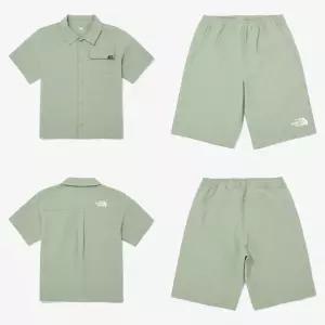[매장판] 노스페이스 키즈 반팔 반바지 데일리 코디 리틀 하이커 세트 슬레이트 카키 NT7U