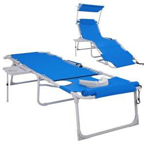 IN 태닝 의자 페이스 빠른 해변 야외 블루 포함 테이블 사이드 가능한 5가지 수영장 테라스용 접이식 베개 캐노피 건조 포지션 캠핑 조절 다크 다운