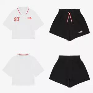 [매장판] 노스페이스 키즈 여아 반팔티 반바지 데일리 코디 세트 에이스 크루 블랙 NT7U