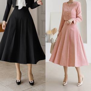 [시크라인] 크레도 플리츠 트위드 셋업 스커트 빅사이즈/오피스룩/하객룩/A라인