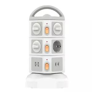 Soopii 4000W고용량 10구 USB 멀티탭 배선차단 캠핑 타워 안전 멀티콘센트 2M TPS10