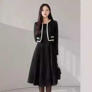 [시크라인] (~XXL까지)델루아 자켓 레이어드 트위드 플레어 원피스 하객룩 연말룩 모임룩 결혼식룩 오피스룩 데이트룩