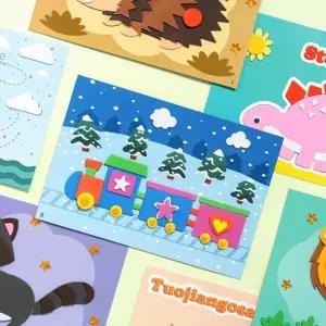 [문구티쳐] 민화샵 KC인증 EVA 스티커 놀이 12장 세트 (3종택1) DIY 미술놀이 전시회 유아만들기 도안색칠하기 스티커도안 그림그리기