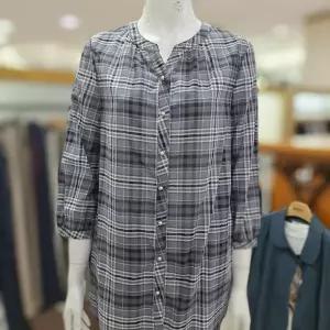 라운드 밴드넥Y넥크 블라우스